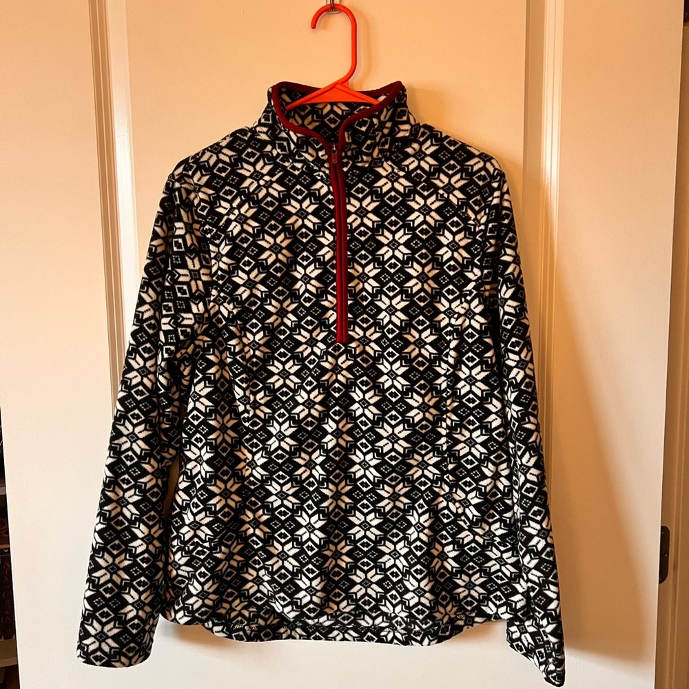 Fair-isle black and white fleece quarter zip